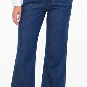 J. Crew Factory  Women Wide Leg Trouser Jeans Dark Blue Denim Size 26